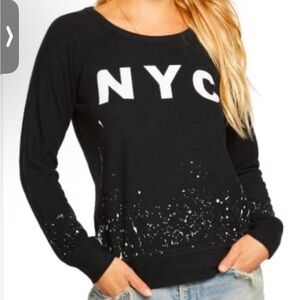 Chaser black NYC sweater paint splatter sweatshirt Size Small